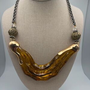 Elegant Gold and Silver Statement Necklace